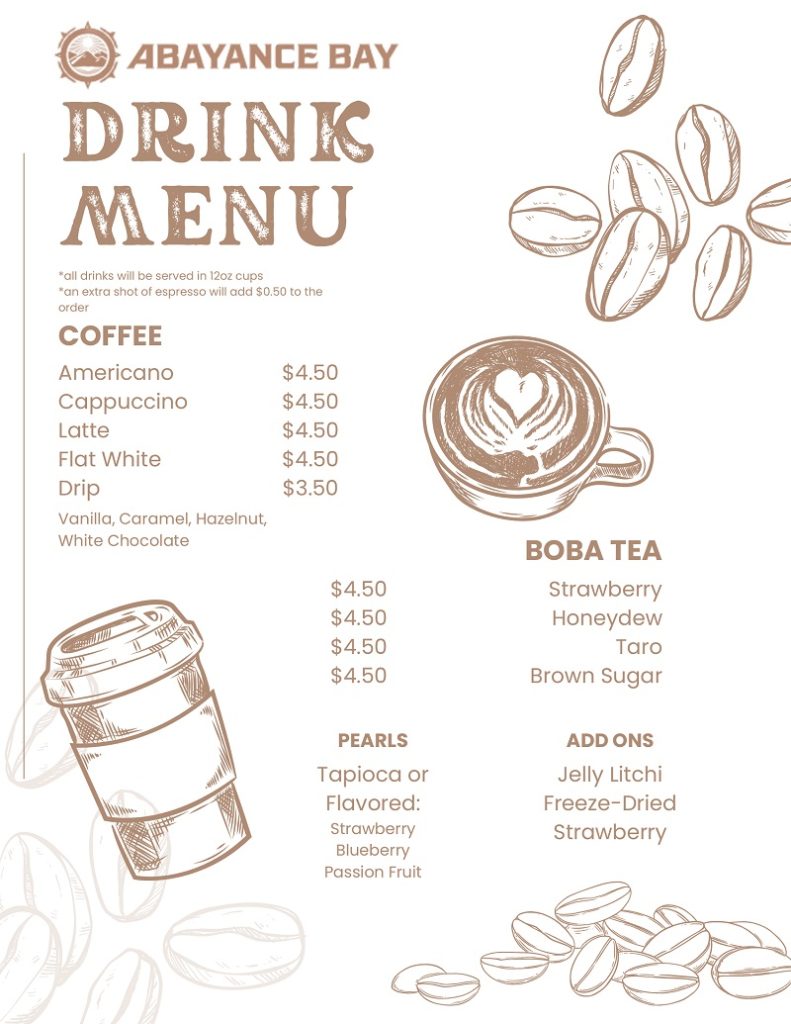 Coffee menu