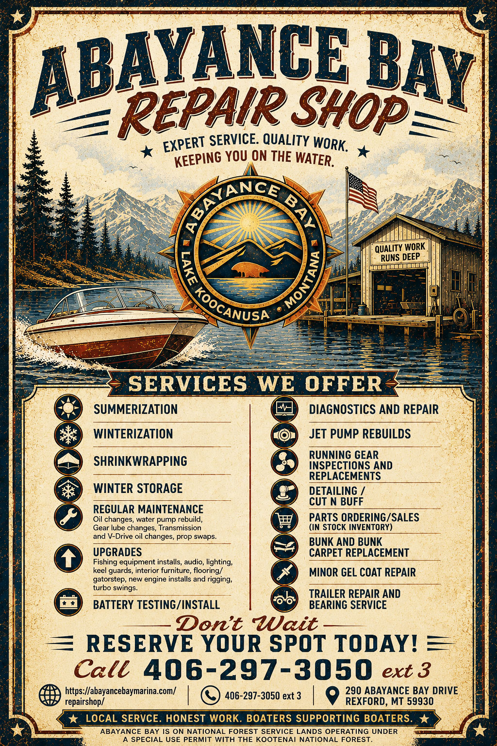 Repair Shop Services at Abayance Bay